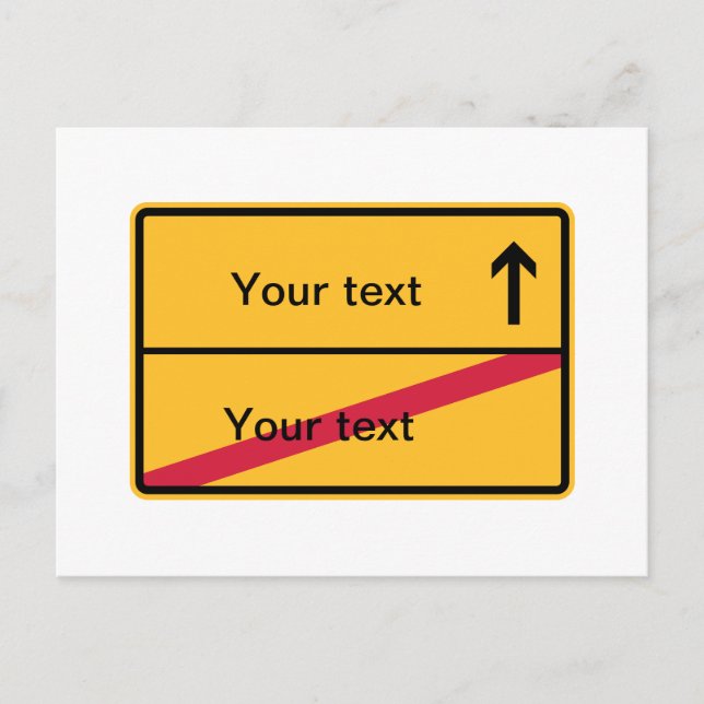 Deutsches Ortsschild, Ortsausfahrt Vykort (Framsida)