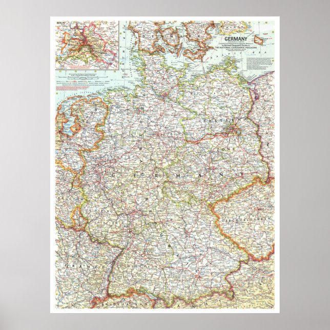 " Deutschland: 1959/heute - Detaillierte Landkarte Poster (Framsidan)