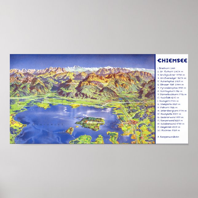 " Deutschland: 2021/heute - Chiemsee Panorama Tass Poster (Framsidan)