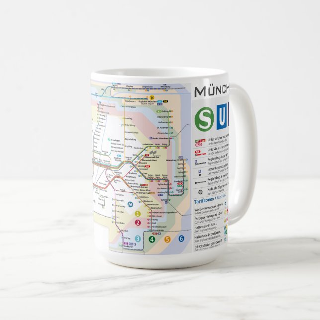 " Deutschland: 2021/heute München - S-/U-Bahnnetz  Kaffemugg (Framsida höger)