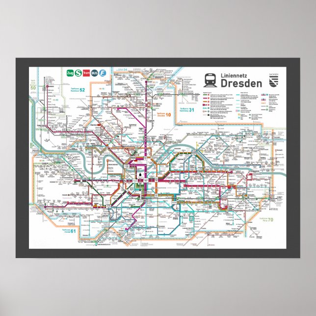 " Deutschland: 2022/heute Dresden - Liniennetz ... Poster (Framsidan)