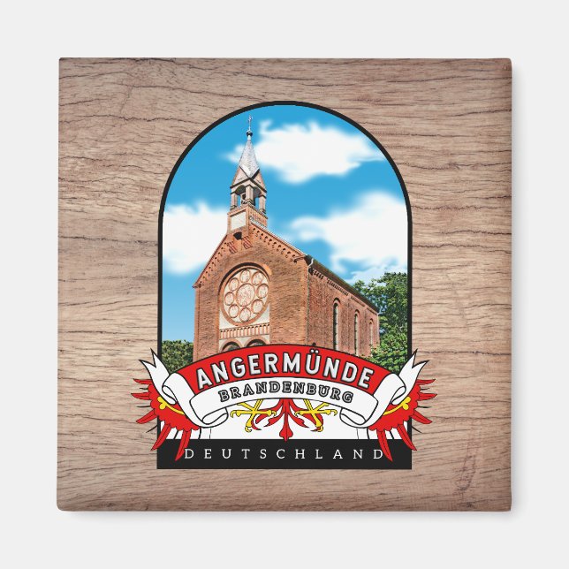 Deutschland Angermünde Vintage souvenir Magnet (Framsidan)