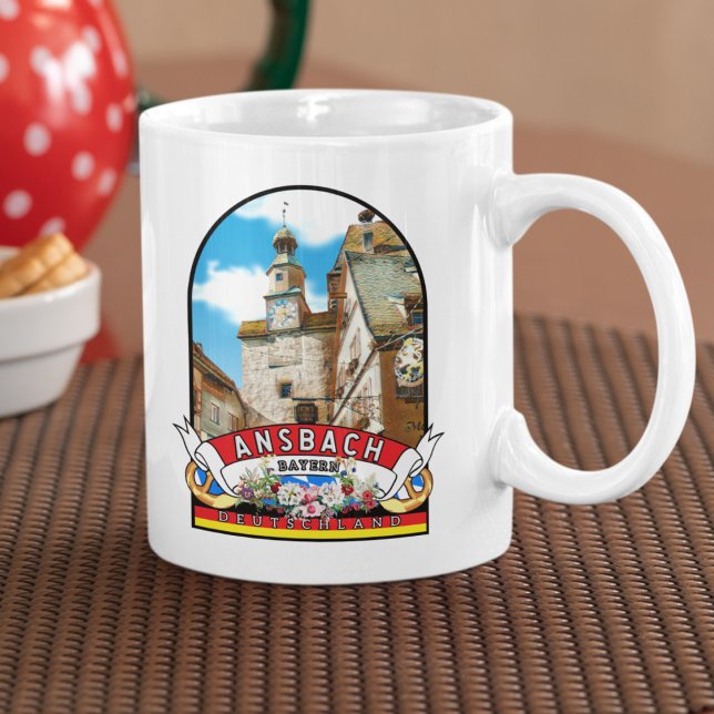 Deutschland Ansbach Vintage souvenir Kaffemugg (Ansbach: Historie und moderne Lebensqualität.)