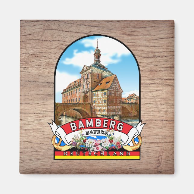 Deutschland Bamberg Vintages Souvenir Magnet (Framsidan)