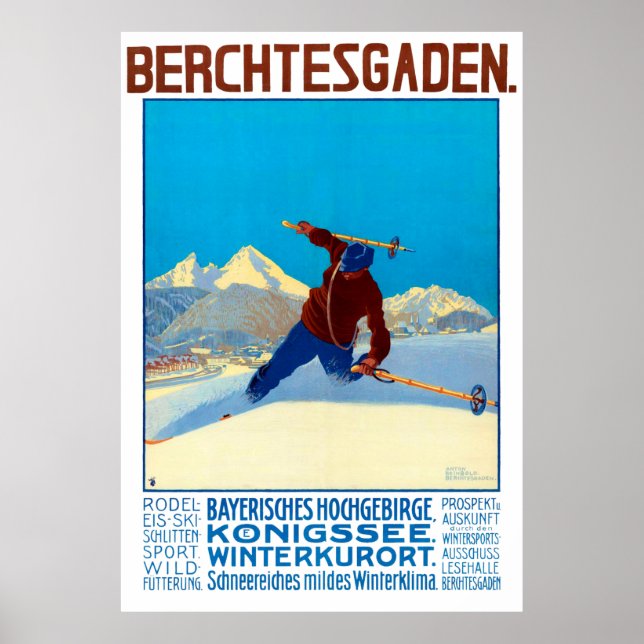 " Deutschland: Berchtesgaden - Wintersport Werbe Poster (Framsidan)