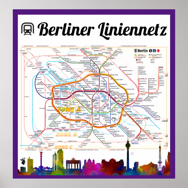 " Deutschland. BERLIN Liniennetz (S-/U-Bahn) ... Poster (Framsidan)