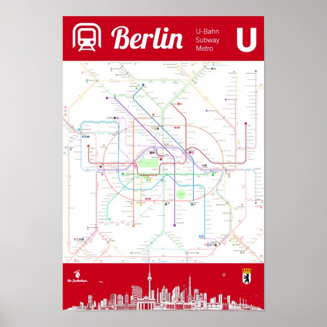 " Deutschland: BERLIN U-Bahn Metro MAP ... Poster (Framsidan)