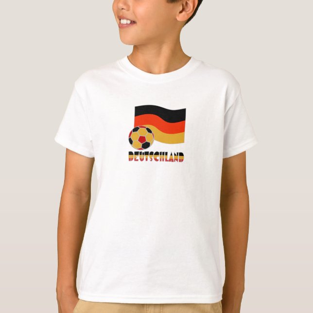 Deutschland Flagga och Ocer Ball Grått Gräns T Shirt (Framsida)