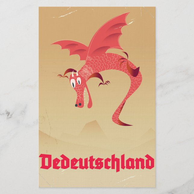 Deutschland flygande drakantiquaaffisch brevpapper (Framsida)