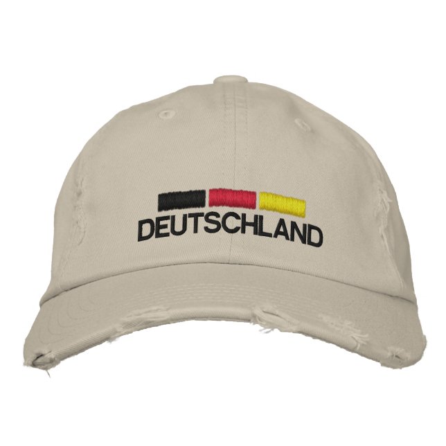 Deutschland Fussball Distress Embroiderad kapap Broderad Keps (Framsida)