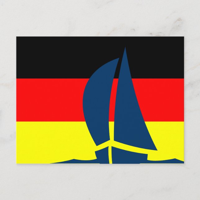 Deutschland German Flagga Sailing Boat Nautical Vykort (Framsida)
