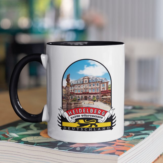 Deutschland Heidelberg Vintage souvenir Mugg (Heidelberg: Gelb-Schwarze Romantik auf Vintage-Tassen eingefangen.)