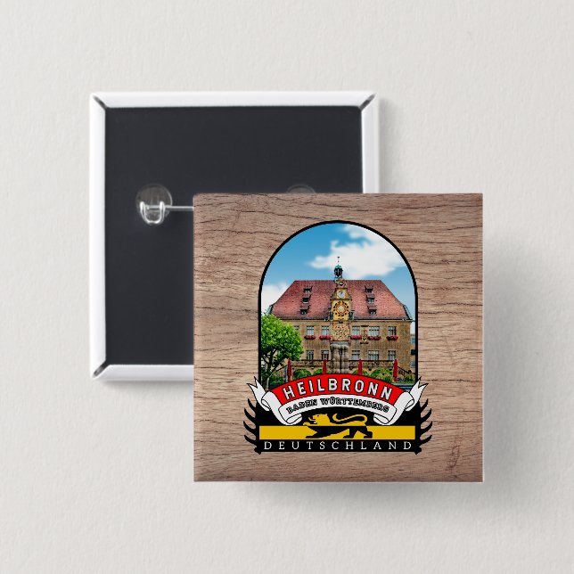Deutschland Heilbronn Vintage souvenir Knapp (Framsida & baksida)