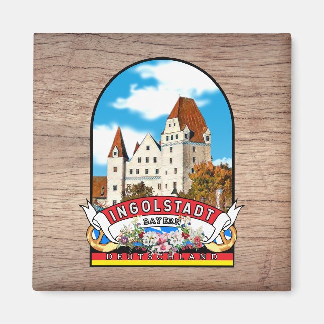 Deutschland Ingolstadt Vintage souvenir Magnet (Framsidan)