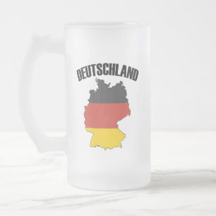 Deutschland Karta - Tyska Flagga - Tysklanda resor Frostat Ölglas