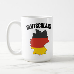 Deutschland Karta - Tyska Flagga - Tysklanda resor Kaffemugg