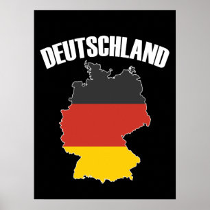 Deutschland Karta - Tyska Flagga - Tysklanda resor Poster
