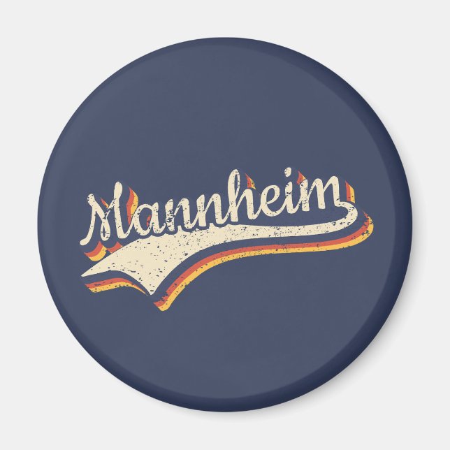 Deutschland Mannheim Vintage Retro Typografie Magnet (Framsidan)
