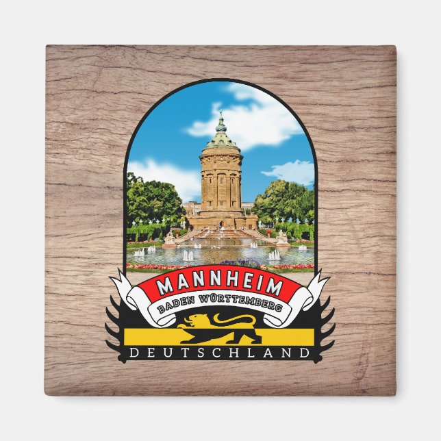Deutschland Mannheim Vintage souvenir Magnet (Framsidan)