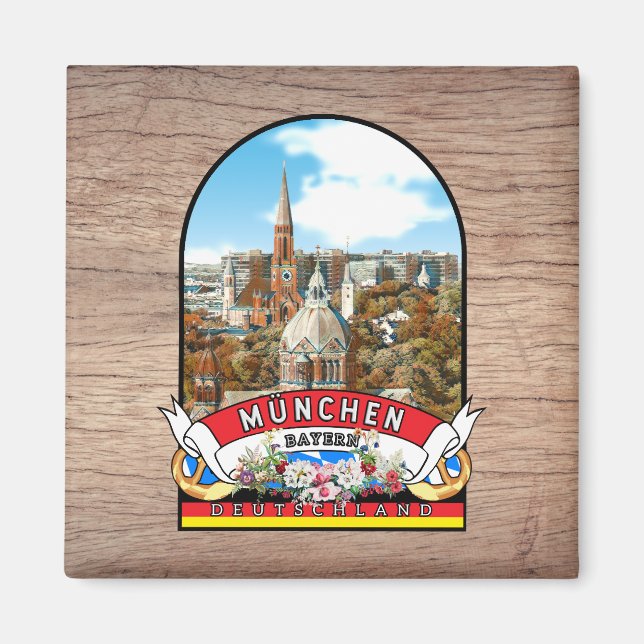Deutschland München Vintage souvenir Magnet (Framsidan)