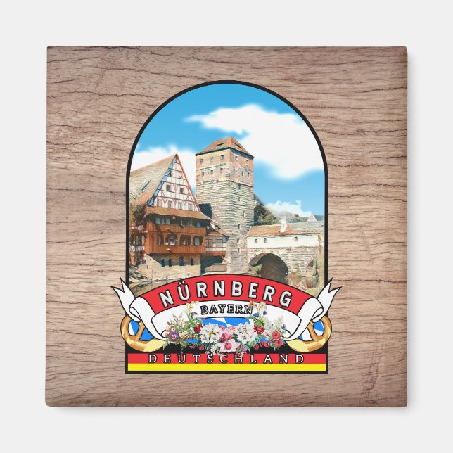 Deutschland Nürnberg Vintages Souvenir Magnet (Framsidan)