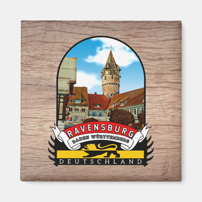 Deutschland Ravensburg Vintage souvenir Magnet (Framsidan)