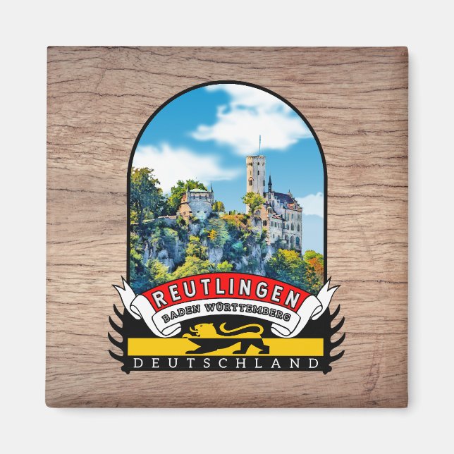 Deutschland Reutlingen Vintage souvenir Magnet (Framsidan)