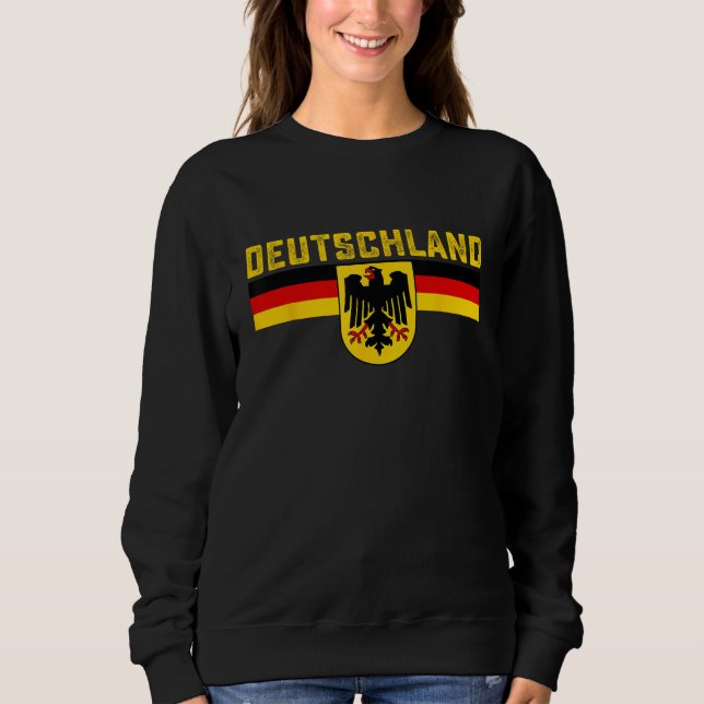 Deutschland Tyskland Flagga Eagle German National  T Shirt (Framsida)
