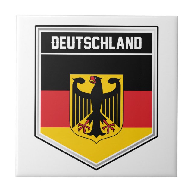 Deutschland/Tyskland Flagga Shield Kakelplatta (Framsidan)