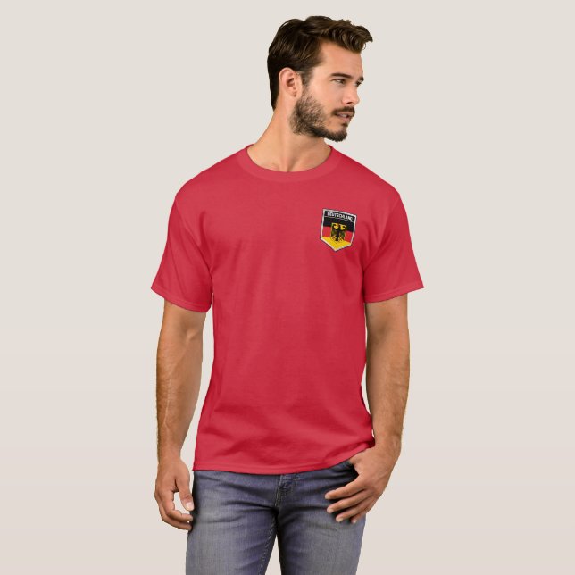 Deutschland/Tyskland Flagga Shield T-Shirt (Hel framsida)