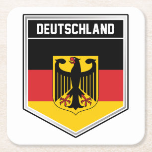 Deutschland/Tyskland Flagga Shield Underlägg Papper Kvadrat