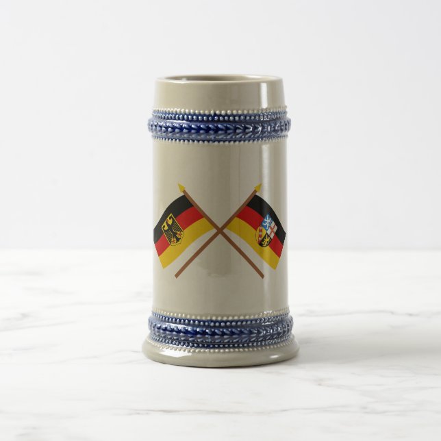 Deutschland und Saarland Flaggen, gekreuzt Sejdel (Center)