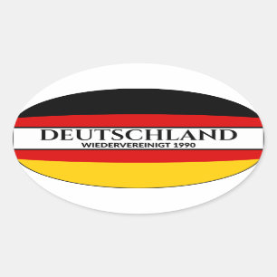 Deutschland Wiedervereinigt 1990 German Flagga Ovalt Klistermärke