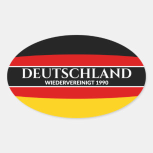 Deutschland Wiedervereinigt 1990 Tysk vit text Ovalt Klistermärke