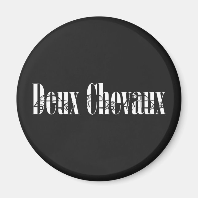 Deux Chevaux 2 CV Chic Silhoutte Typography Magnet (Framsidan)
