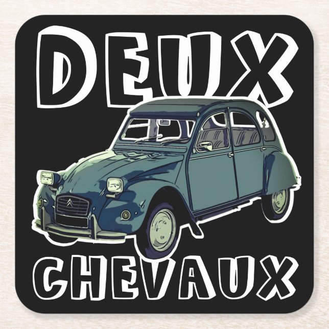 Deux Chevaux Underlägg Papper Kvadrat (Framsidan)