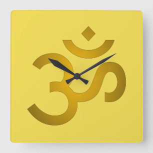 Devanagari om - Canary Fyrkantig Klocka