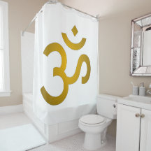 Devanagari om duschdraperi