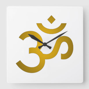 Devanagari om - White Fyrkantig Klocka