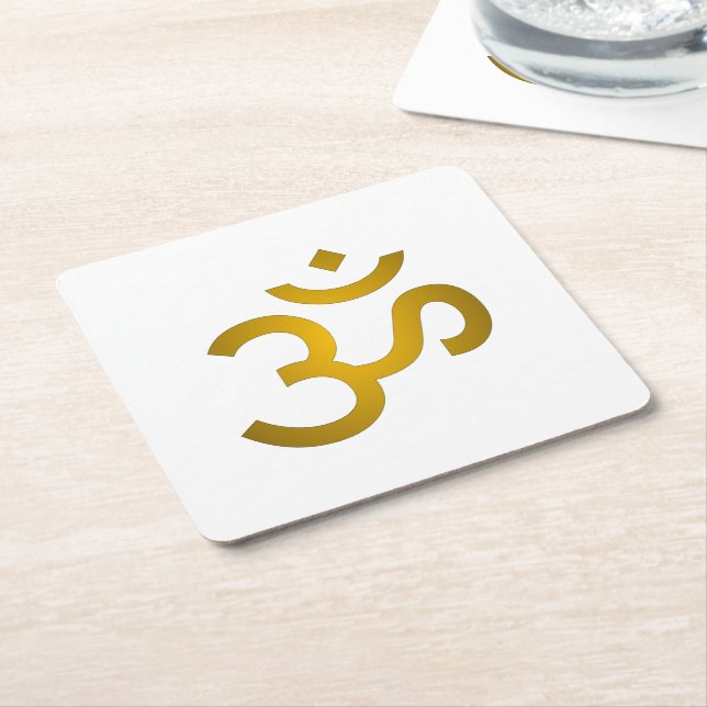 Devanagari om - White Underlägg Papper Kvadrat (Vinklad)