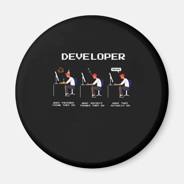 Developer Programmer Coder Computer Nerd Geek-gåva Magnet (Framsidan)