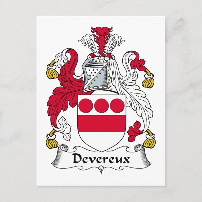 Devereux Family Crest Vykort (Framsida)