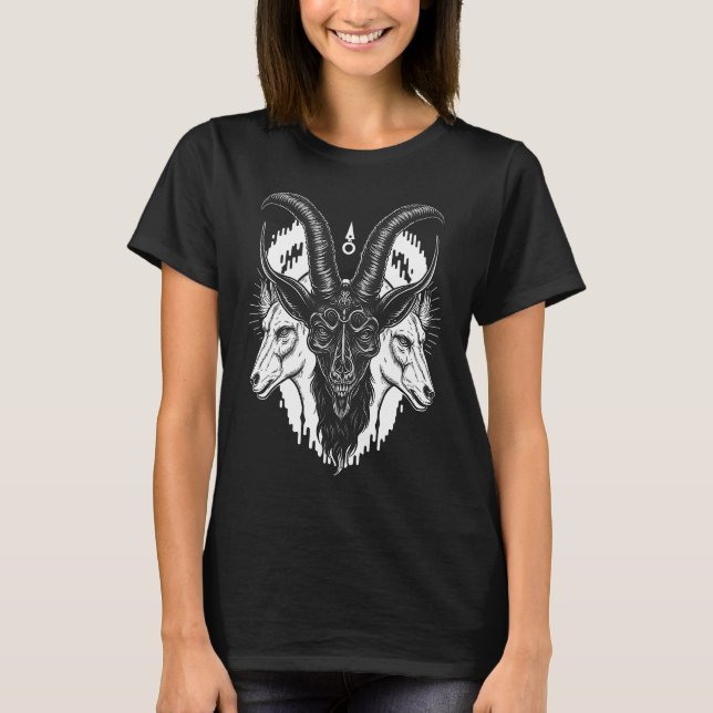 Devil Baphomet  Occult Gothic Demon  2 T Shirt (Framsida)