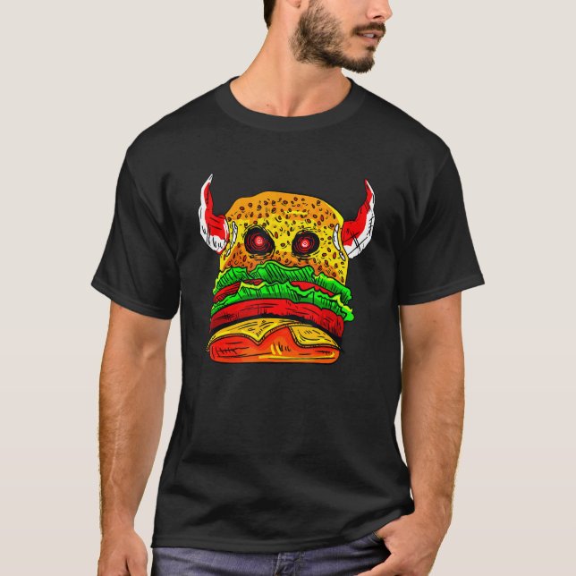 Devil Burger Hamburger Cheesburger Delicious Food T Shirt (Framsida)