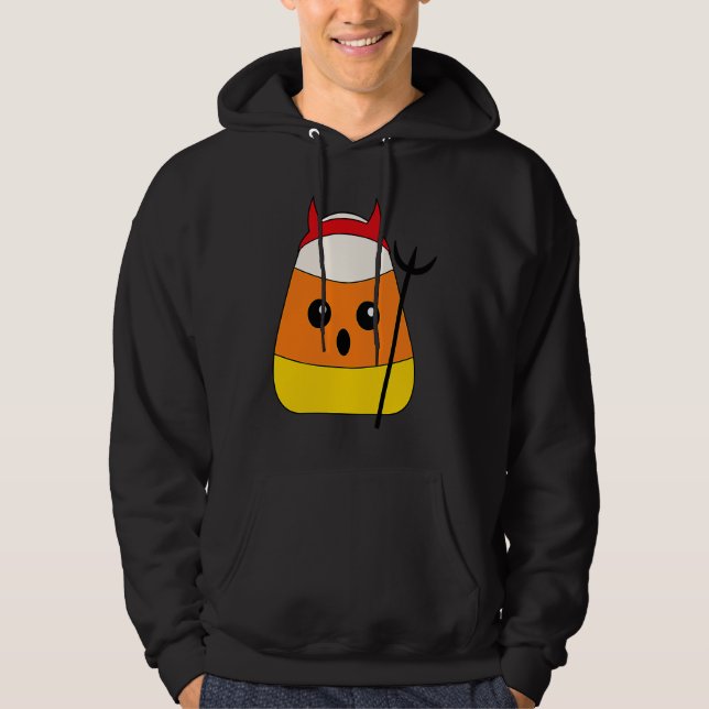 Devil Candy Corn Costume Halloween Puns Are So Cor Hoodie (Framsida)