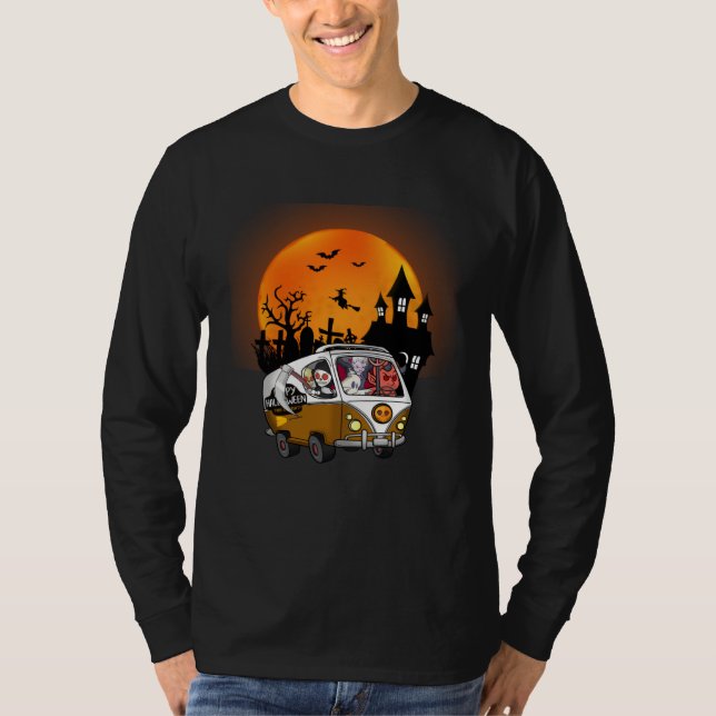 Devil Ghost Skeleton Dracula Grim Reaper Halloween T Shirt (Framsida)