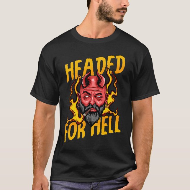 Devil Halloween Headed For Bright Cigar Ear Stretc T Shirt (Framsida)