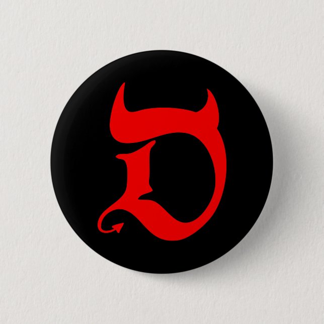 Devil (red print / black) knapp (Framsida)