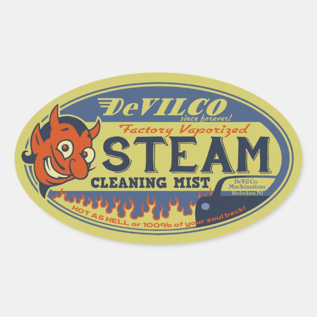 DeVilco Steam Cleaner Ovalt Klistermärke (Framsida)