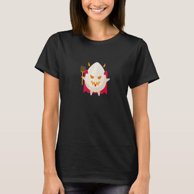 Deviled Egg Costume Djävulen Horns Halloween Kärle T Shirt (Framsida)